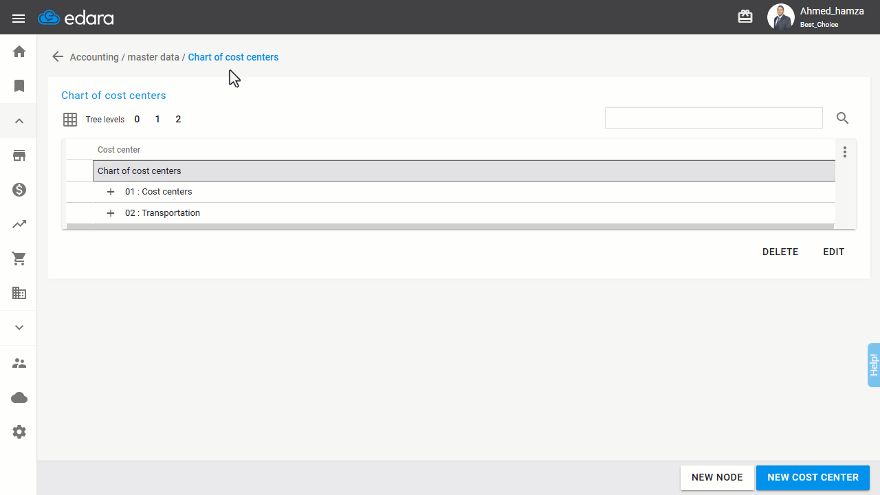 1. Creating a Node of Cost Center — Click “Save”.