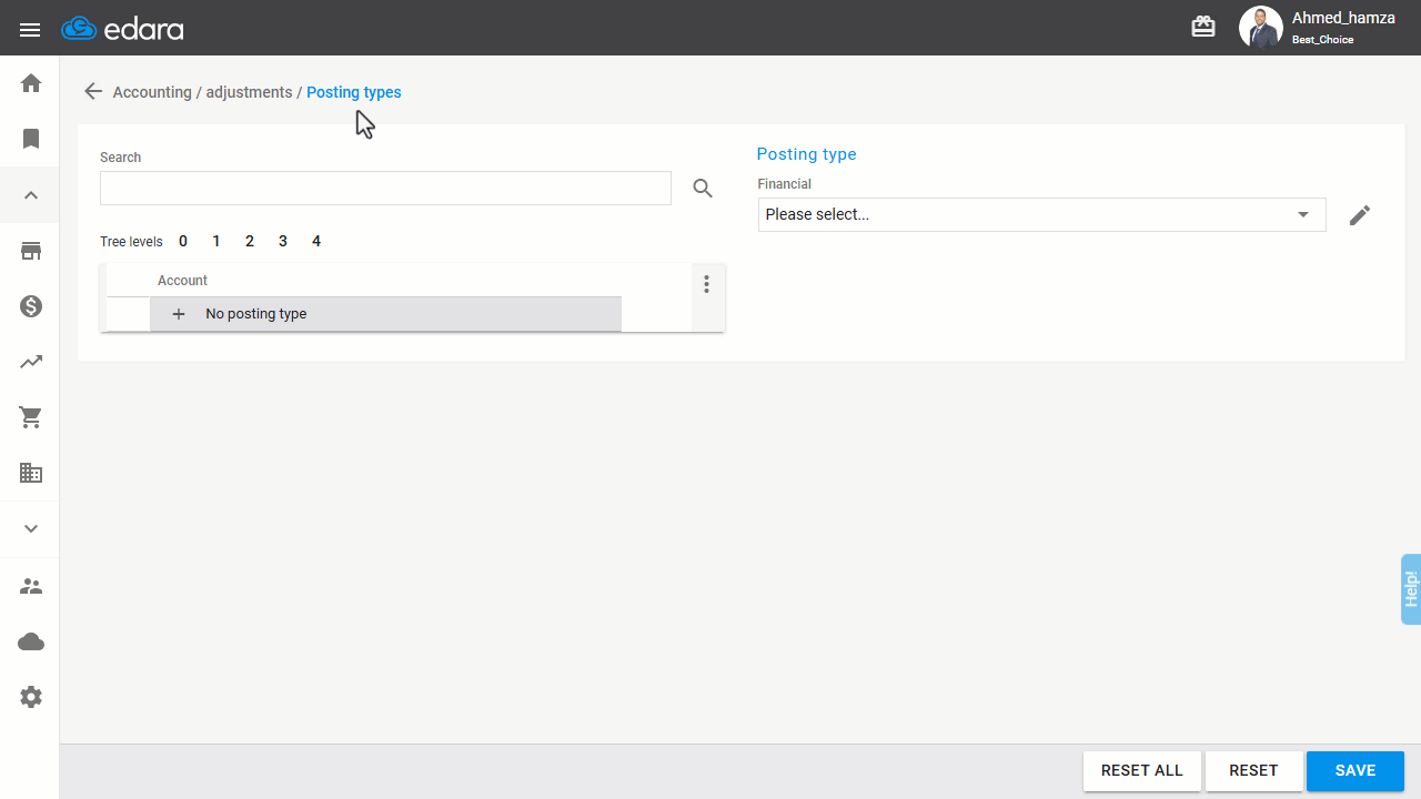 Determining Account Posting Types in the Chart of Accounts — Click on “Save”.