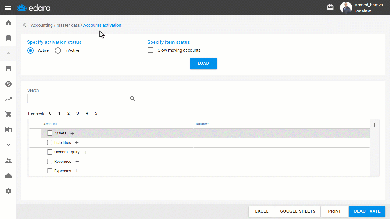 Reactivating an Account — Click on “Activate”.