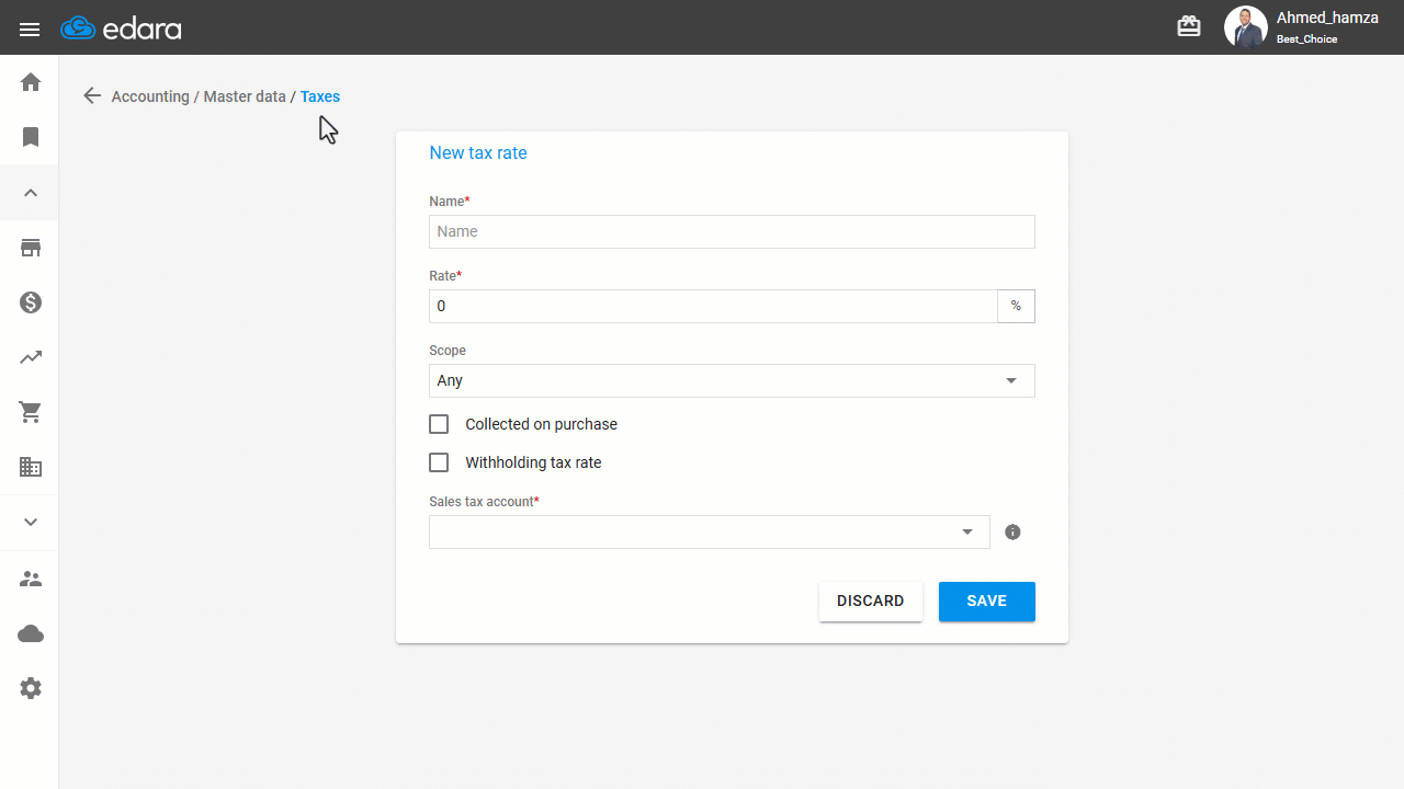 Creating a Withholding Tax Rate — Click on “Save”.