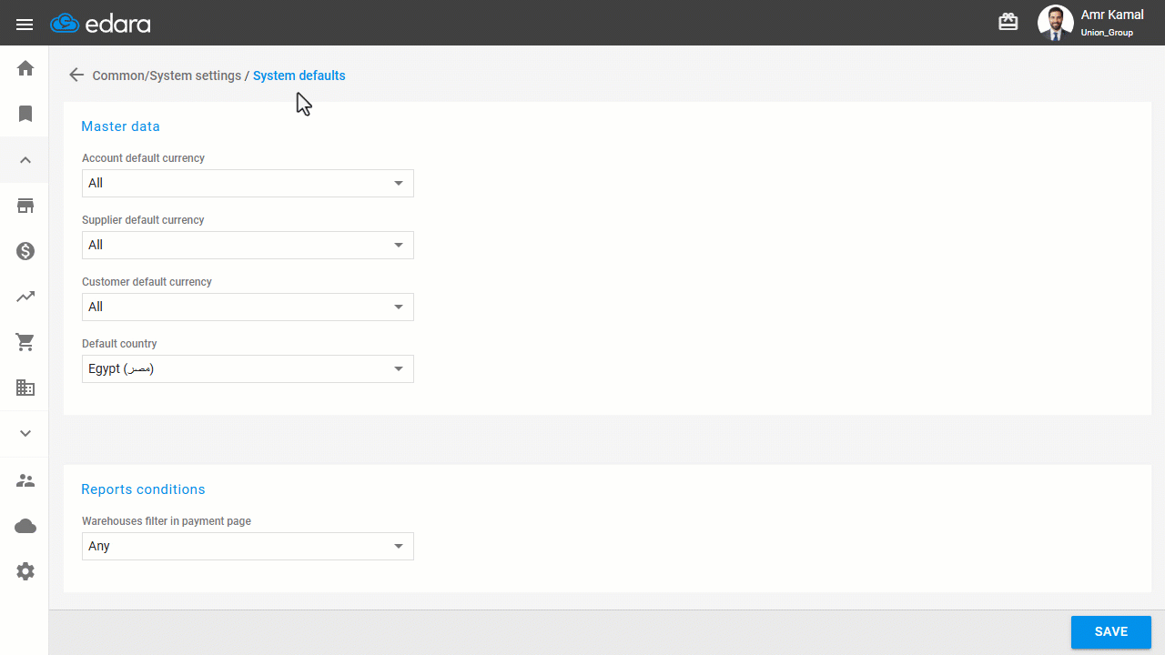 Configuring System Default Values — Click on “Save”.