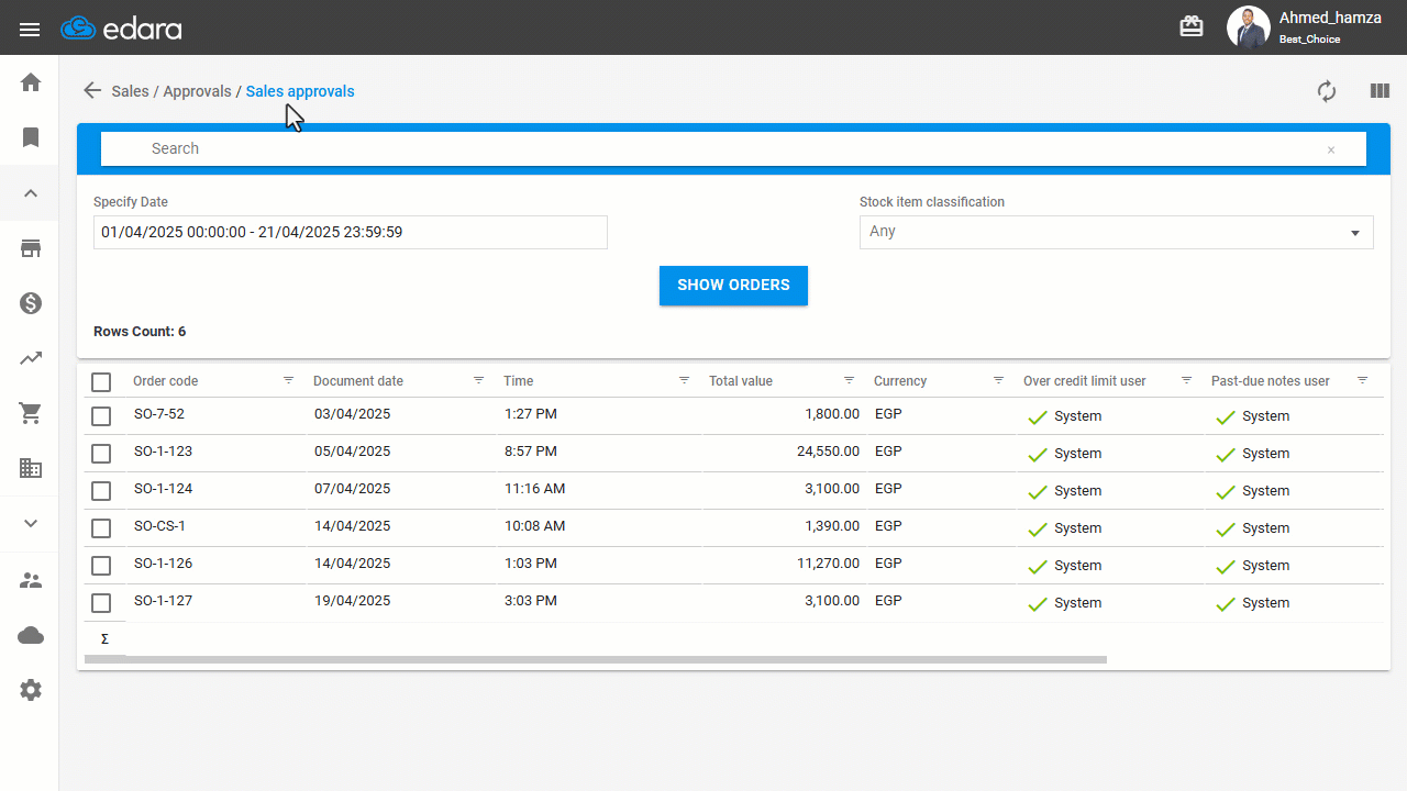2. Using the Estimated Profit Icon — The following image is an example: