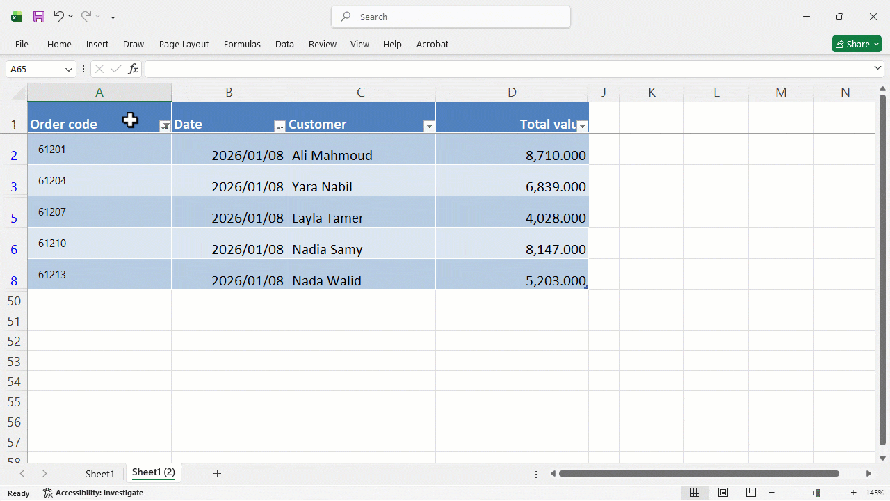 Searching Using OR Match — Click on ”“ to print the orders.