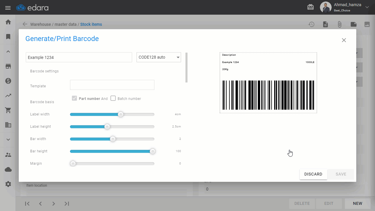 Creating a New Barcode Template and Set Its Dimensions — Set the dimensions