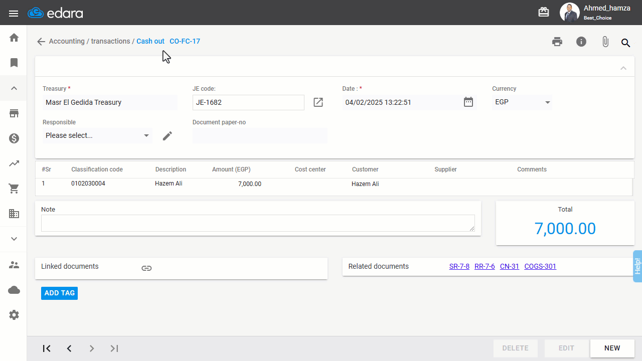 Editing Cash Documents Related to Sales Returns — After completing these steps, the related Cash-out document will be…