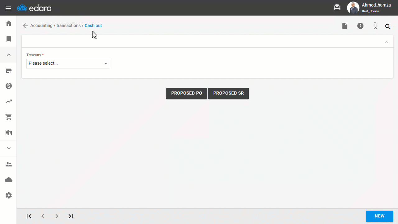 Step 1: Issuing Cash from the Sub Treasury to the Intermediate Account — Click on “Save”.