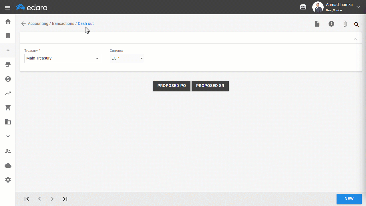 Saving the Proposed Cash Out for Purchase Orders — Click on “Save”.