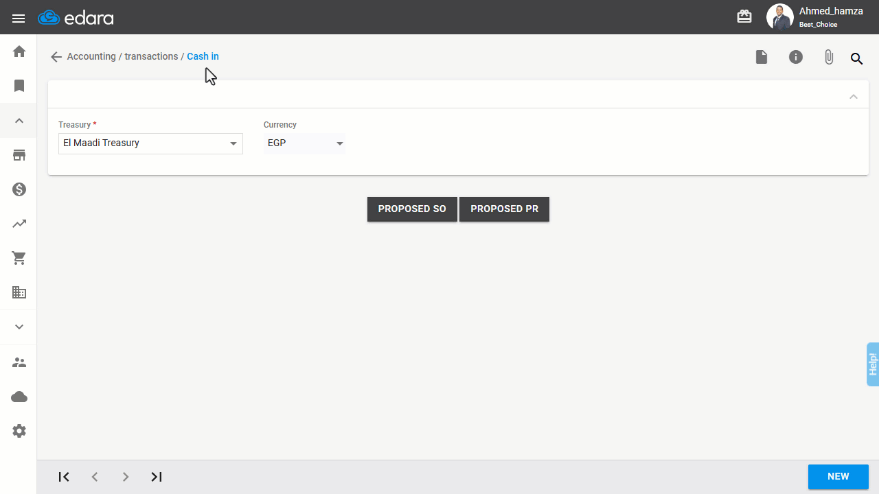 Saving the Proposed Cash In for Sales Orders — Click on “Save”.