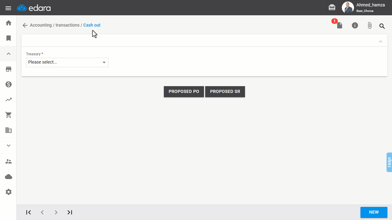 Creating a Cash out Document — Click “Save”.