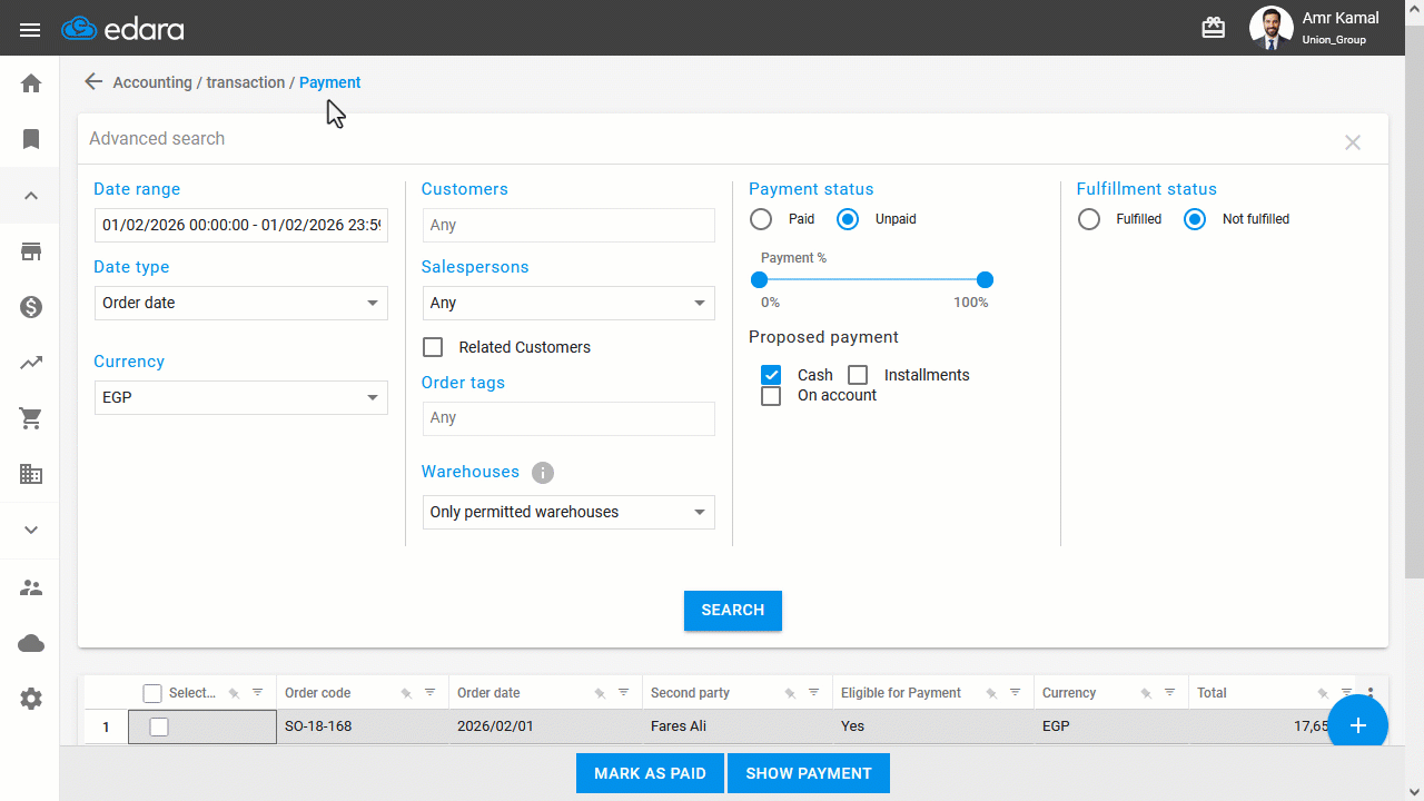 Controlling Editing Bank Fees When Paying a Sales Order — When selecting "Not editable" the bank fee amount cannot be edited…