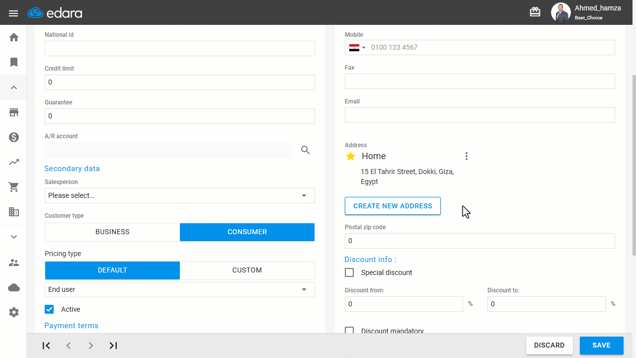 Creating District, City or Country — Click on “Save Address”.