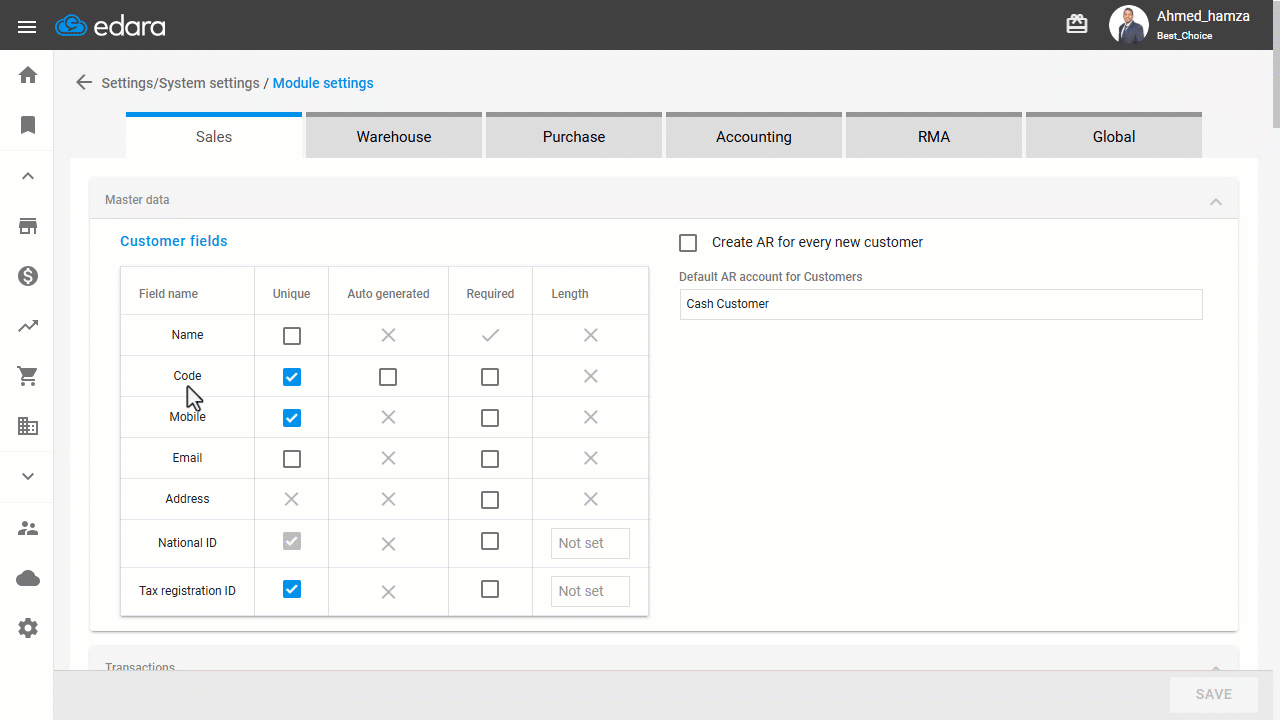 Controlling the Customer Code — Once the Auto-generate option is activated, the Customer Code field becomes non-editable. If…
