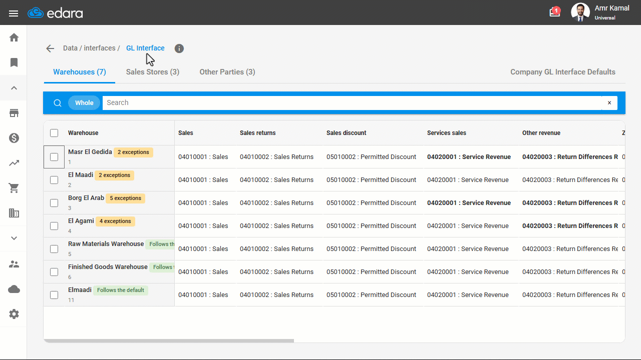 Linking Warehouse Accounts — The change is applied to the selected warehouses, and the updated account is recorded as an…