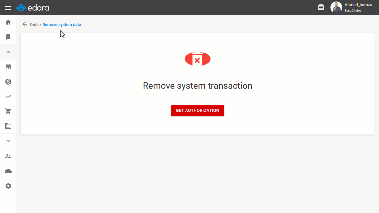 Removing System Transactions — Click on "Remove".