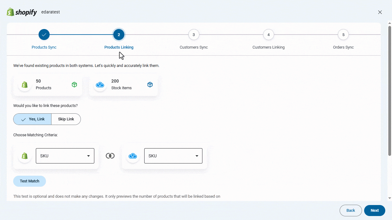 Linking Products Between “Edara” and “Shopify” — Click on "Done".