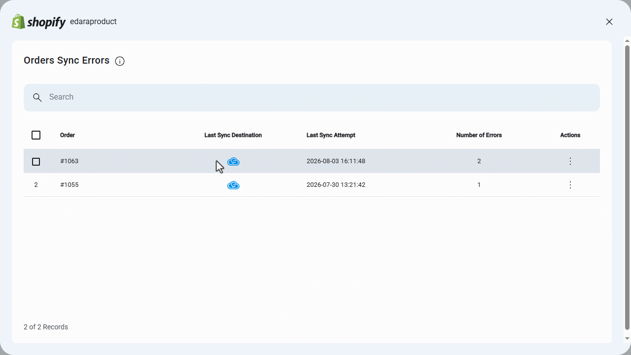 Managing Sync Errors When Integrating with “Shopify” — You can also perform the required action by clicking on “⁝” next to…