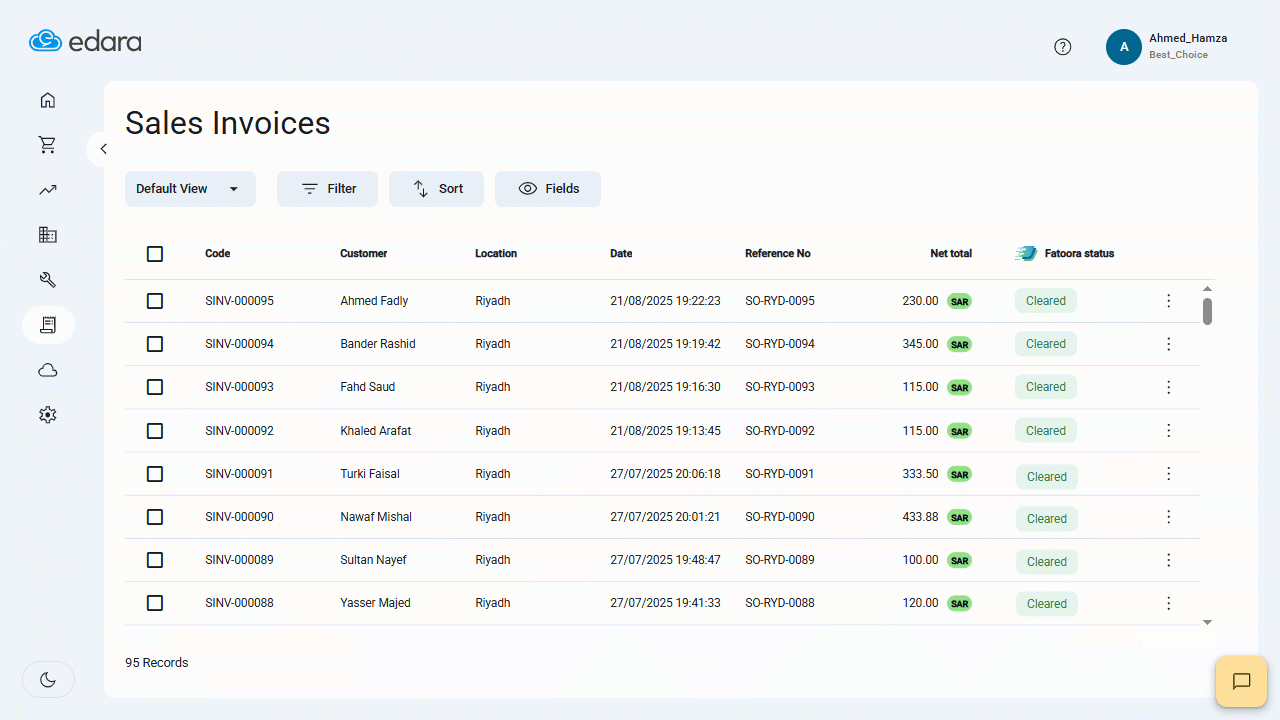 Steps to integrate Edara 3.0 with ZATCA — After activation, a new column will appear in the Sales Invoices page showing the…