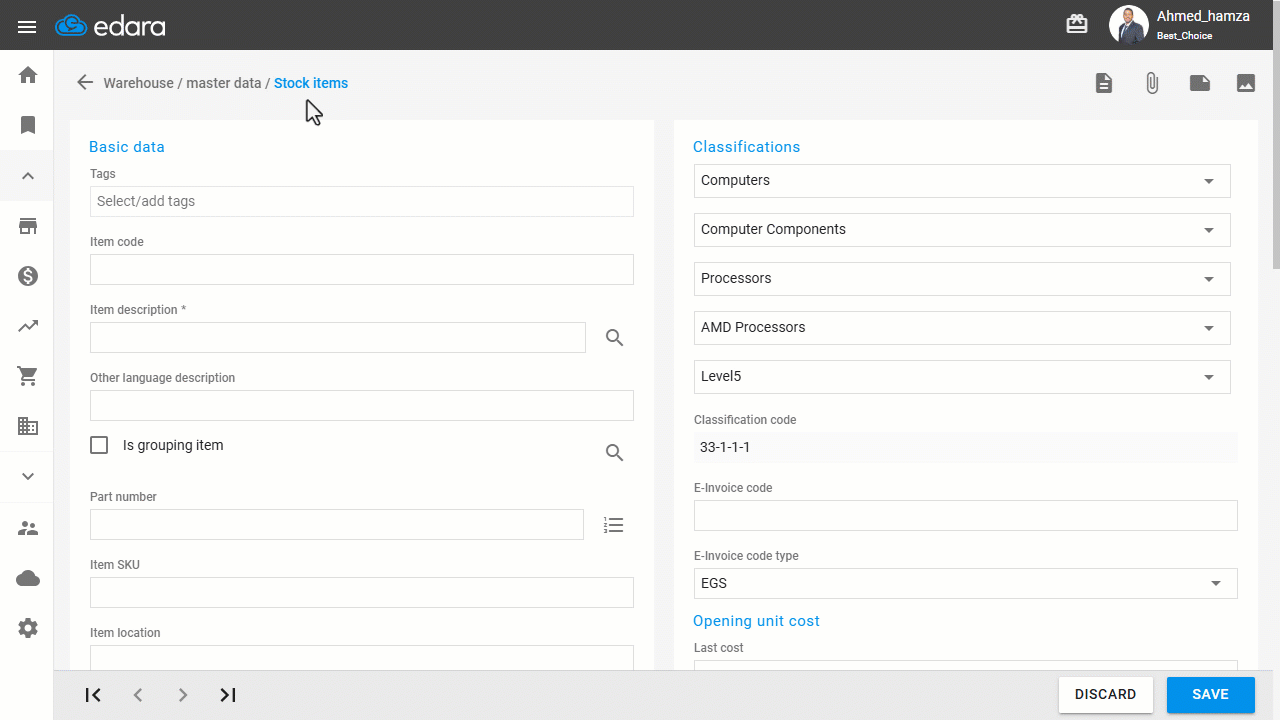 1. Stock Item Data — Click on “Save”.