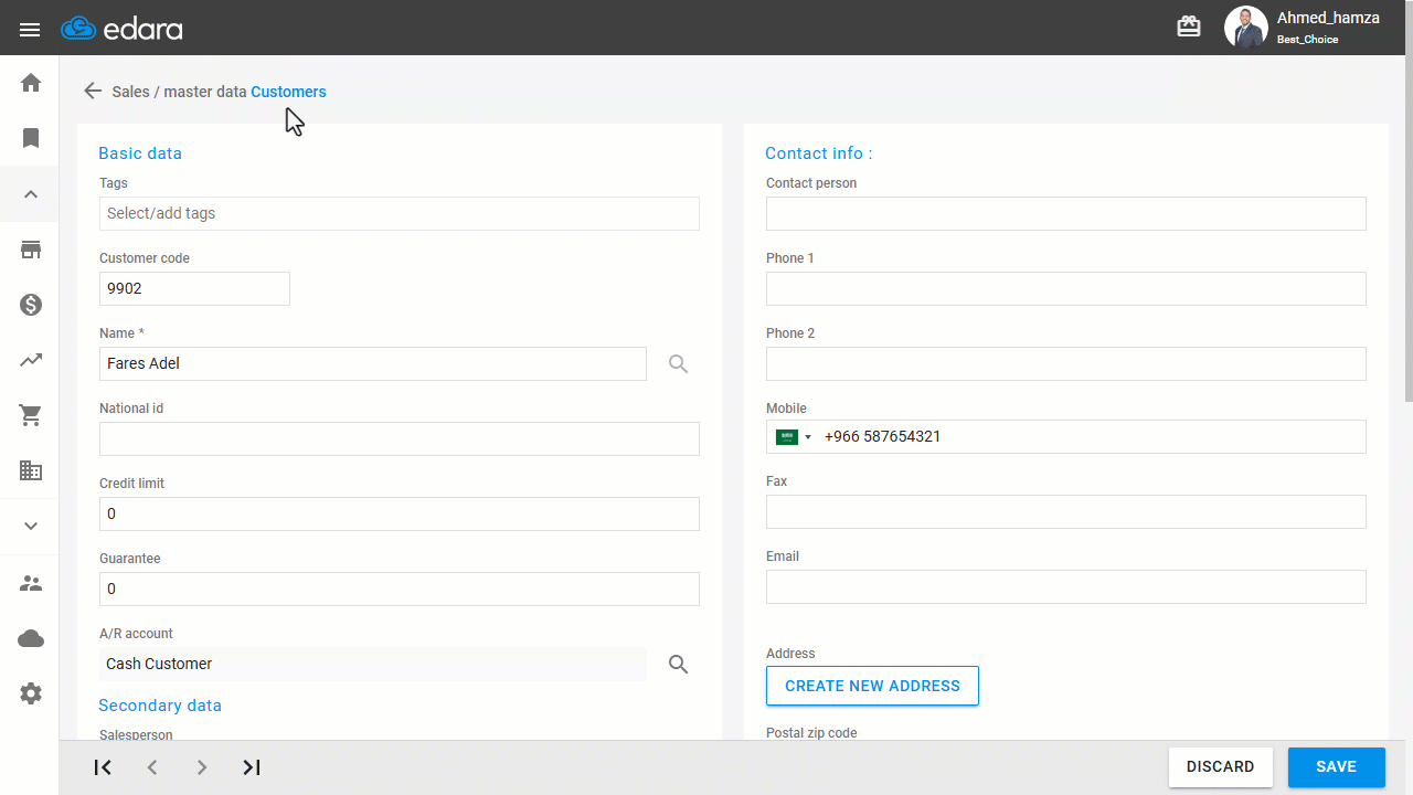 2. Customer Data — Click on “Save”.
