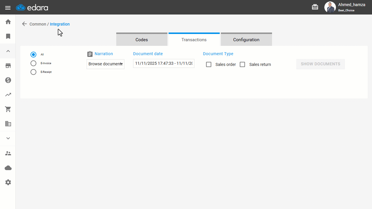 Updating the ETA Integration Data in “Edara” — In the image below, you can see where to add the “Client ID” and the “Client…
