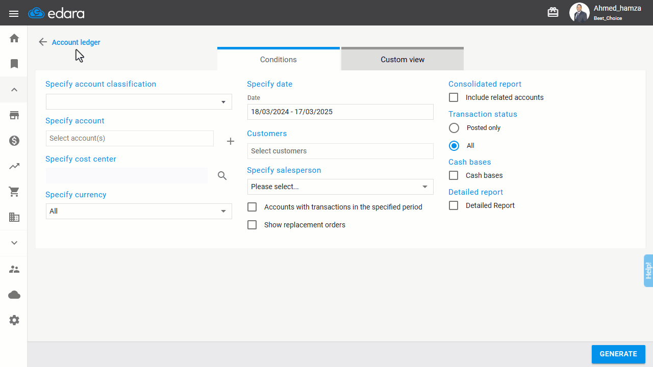 Second: Through the Account Ledger — Click the “+” icon next to the account name to review its transactions.