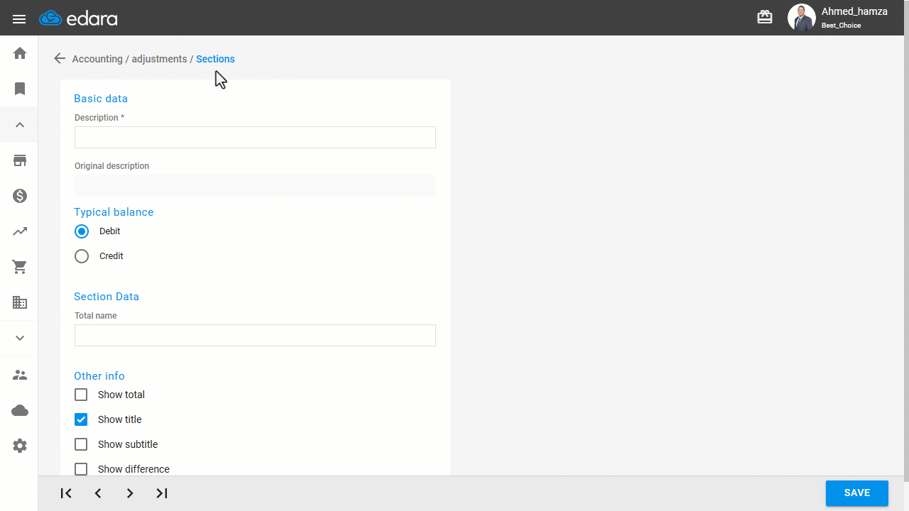 Second: Creating the Income Statement — Click on "Save".