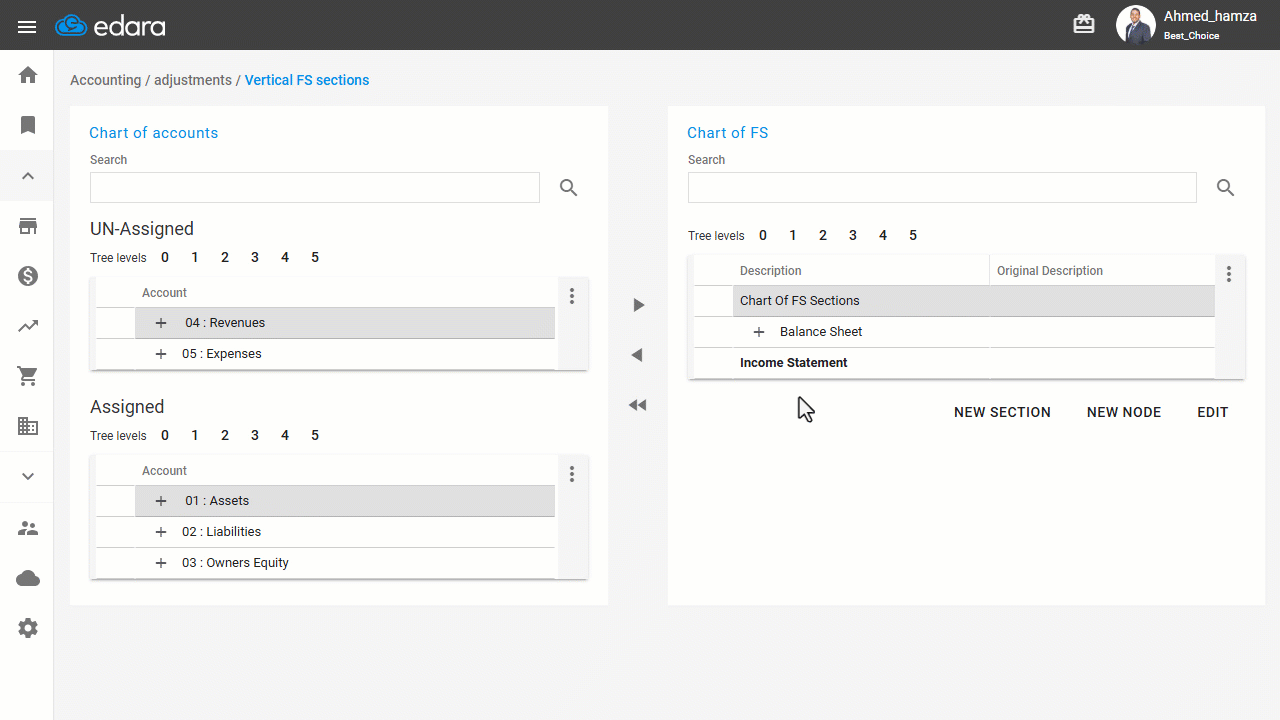 Creating Sections within the Income Statement — Click on ← to return to the previous page.