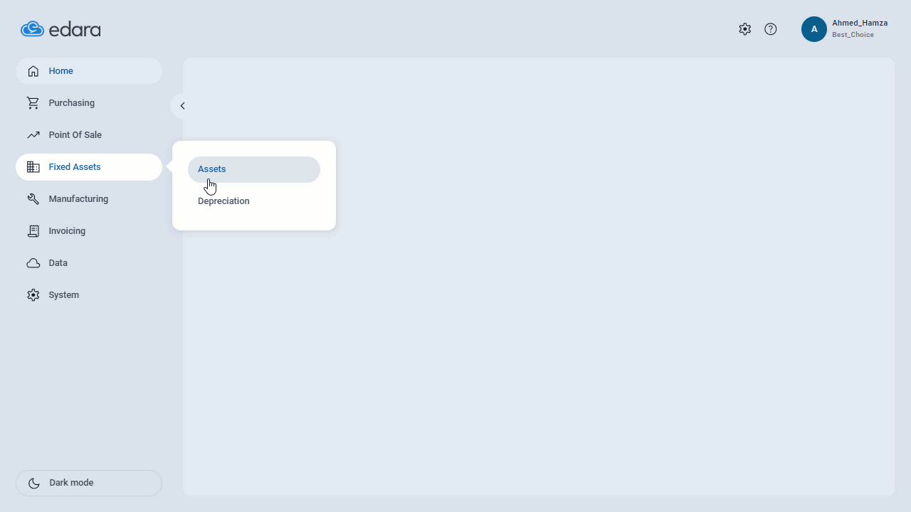 Fixed Assets Importing — Click on "Import"