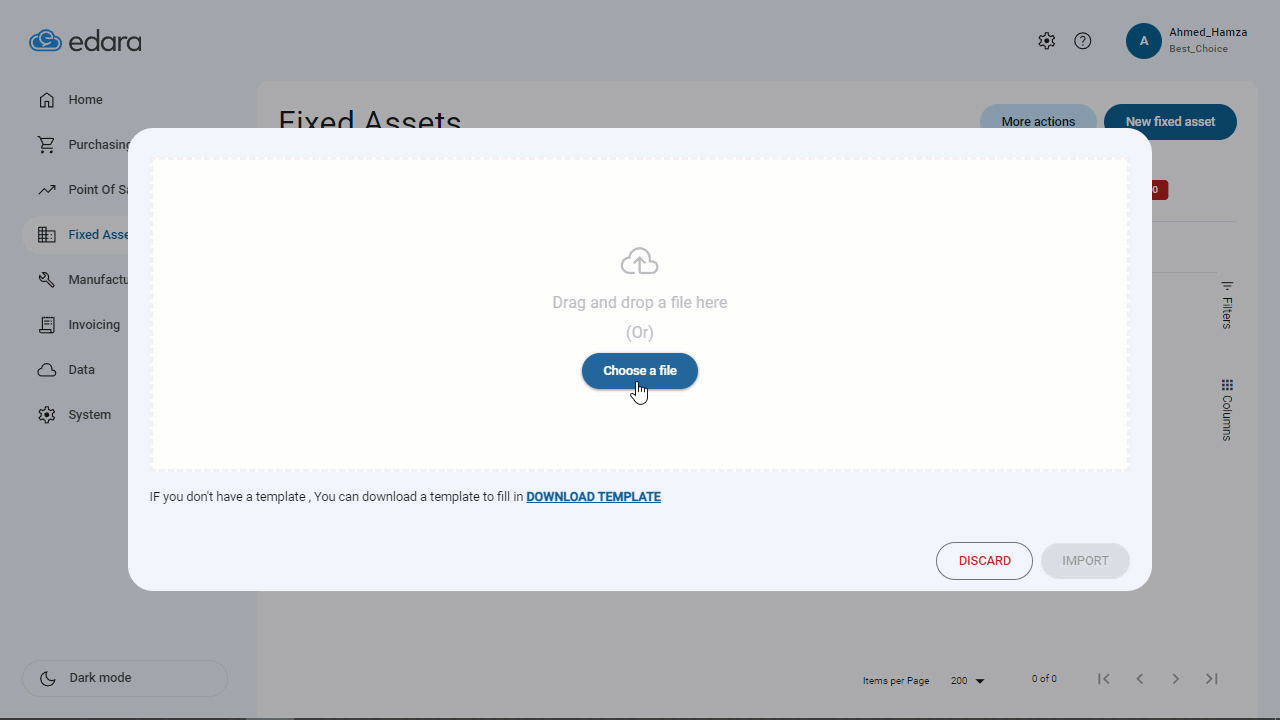 Fixed Assets Importing — Click "Import"