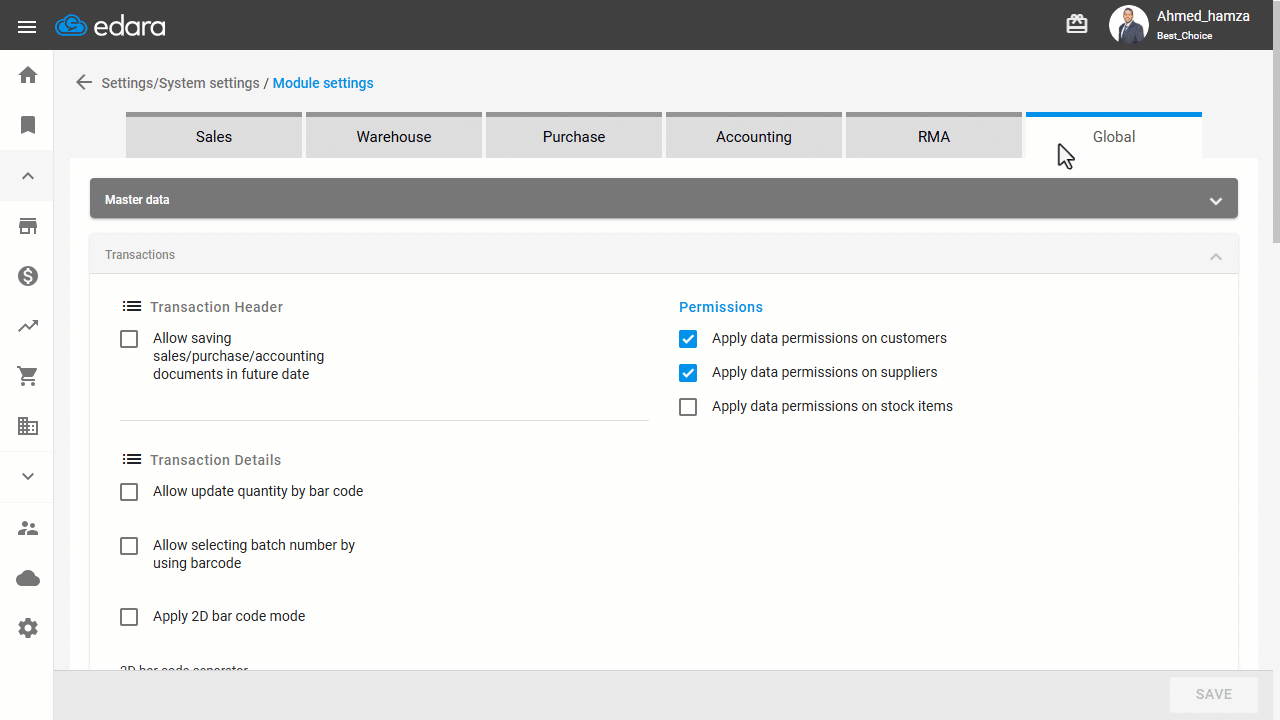 Enabling Decimal Formatting Setting — Click on “Save”.