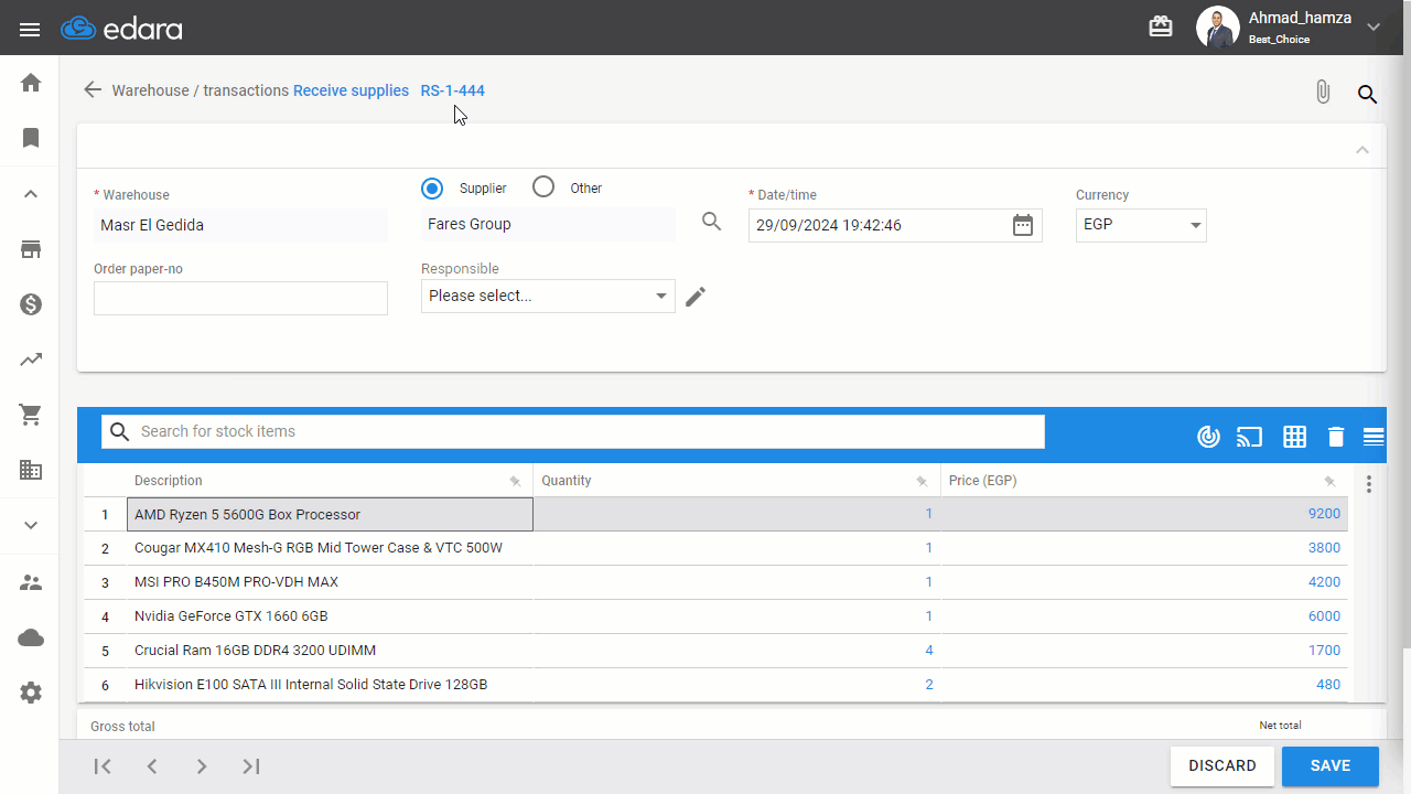 Displaying Item Quantities in Documents — Click “Save.”