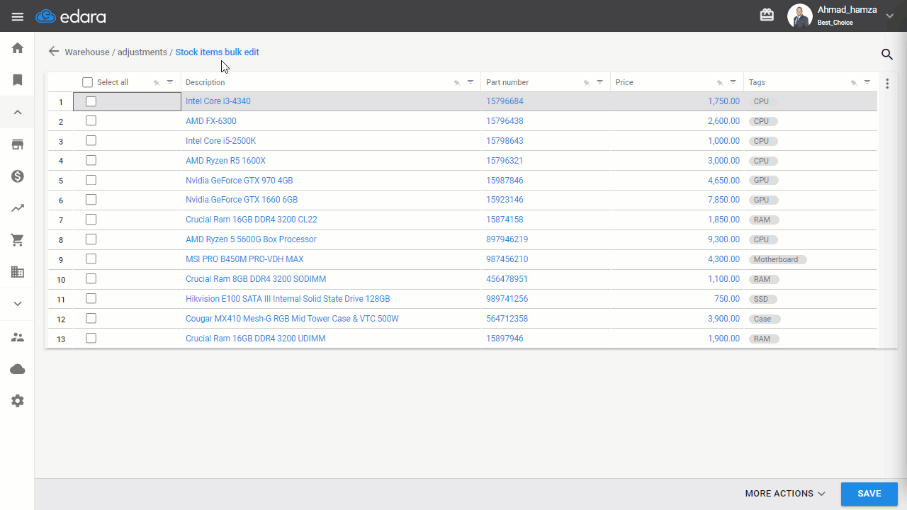 Filtering by Condition in the Stock items bulk edit — Click “Apply”.