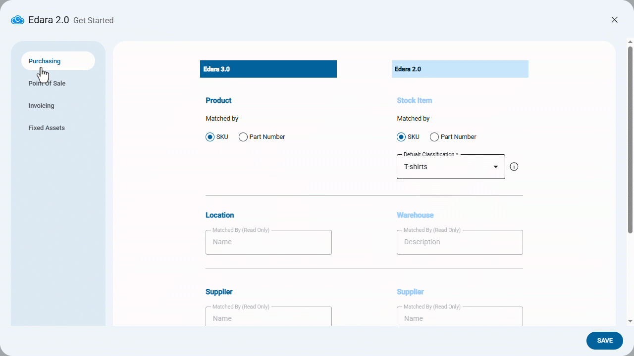 Configuring the Purchases Module Settings for "Edara 2.0" and "Edara 3.0" Integration — Click on “Save”.