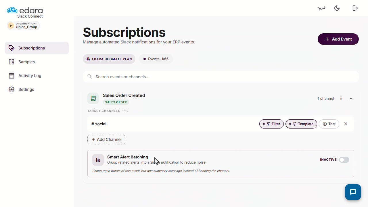 Managing Slack Notifications for Edara Events — You can test the event by clicking on “Test”, and a notification will be…
