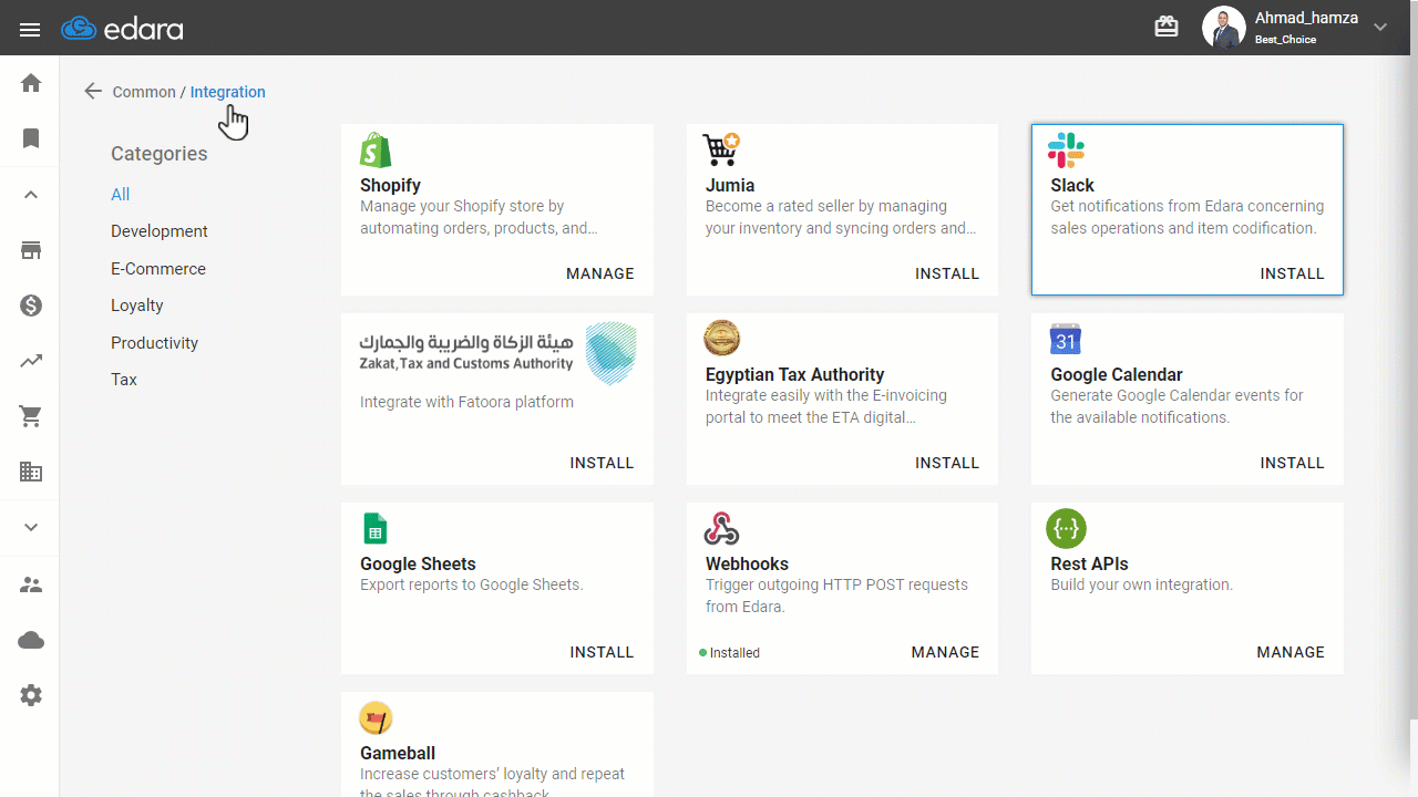 Integration with Slack — Click on “Update”.