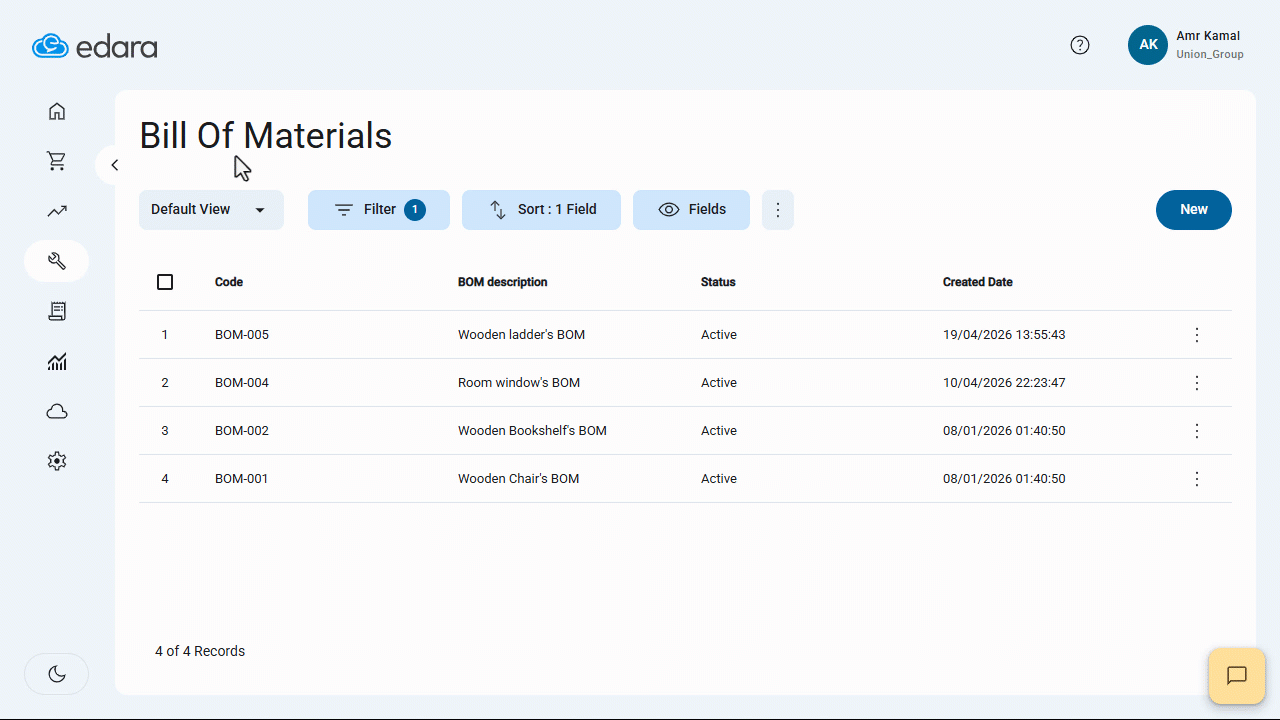 Editing a Bill of Materials — Click on “Save”.