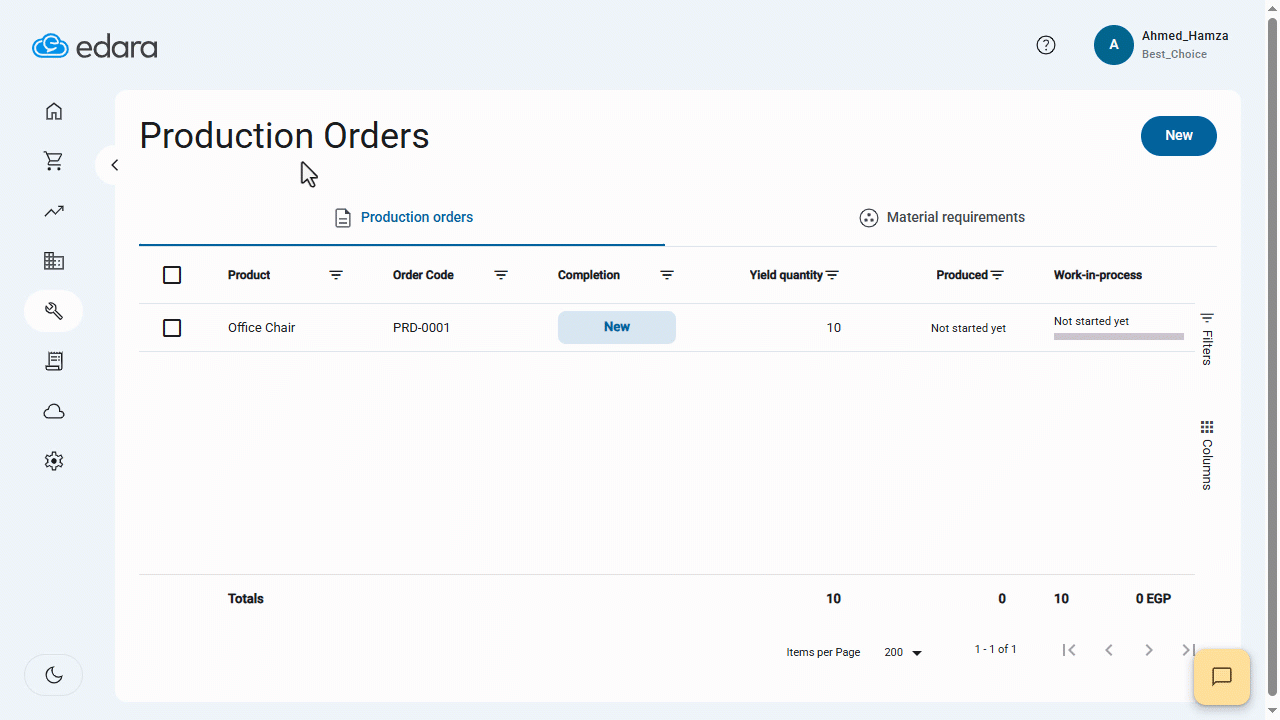 Printing a Production Order — Click on “Print” again.