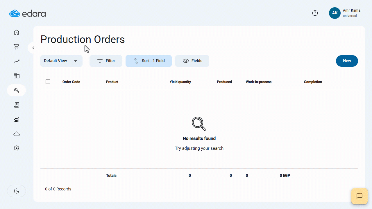 Creating a Production Order — Click on “Save”.