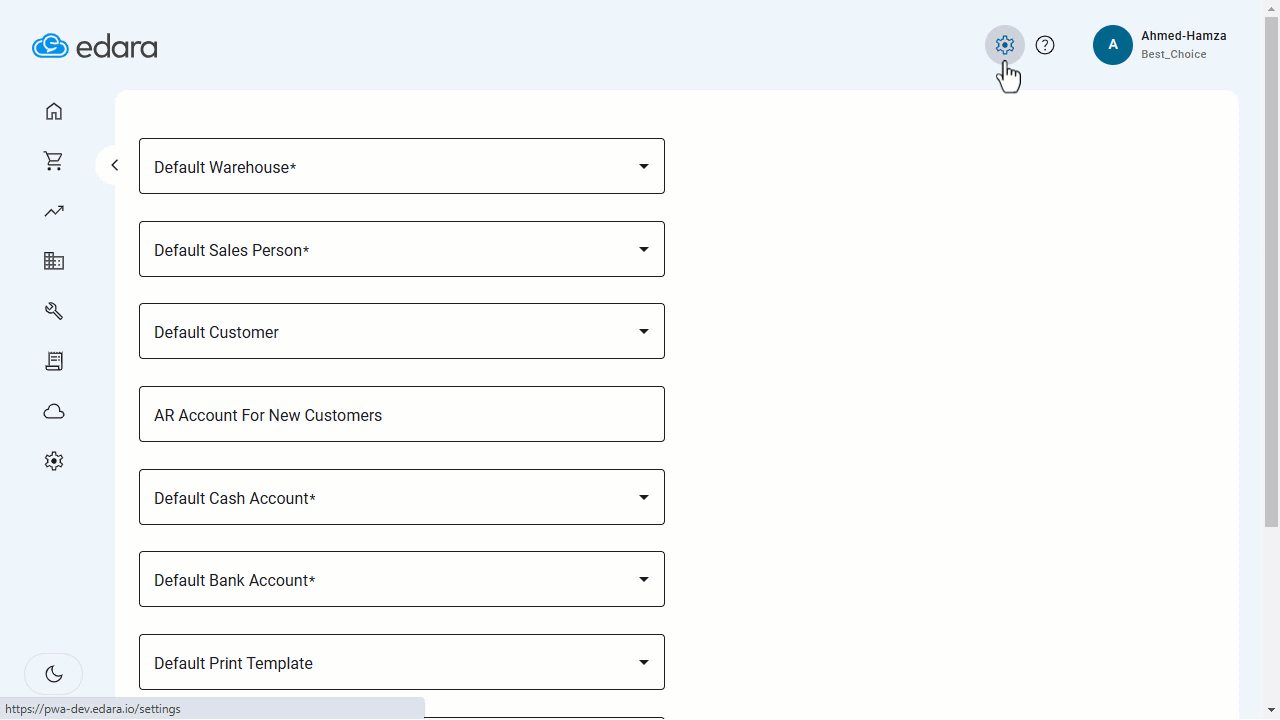 Setting Default Warehouses for Raw Material Issuance and Finished Goods — Click "Save."