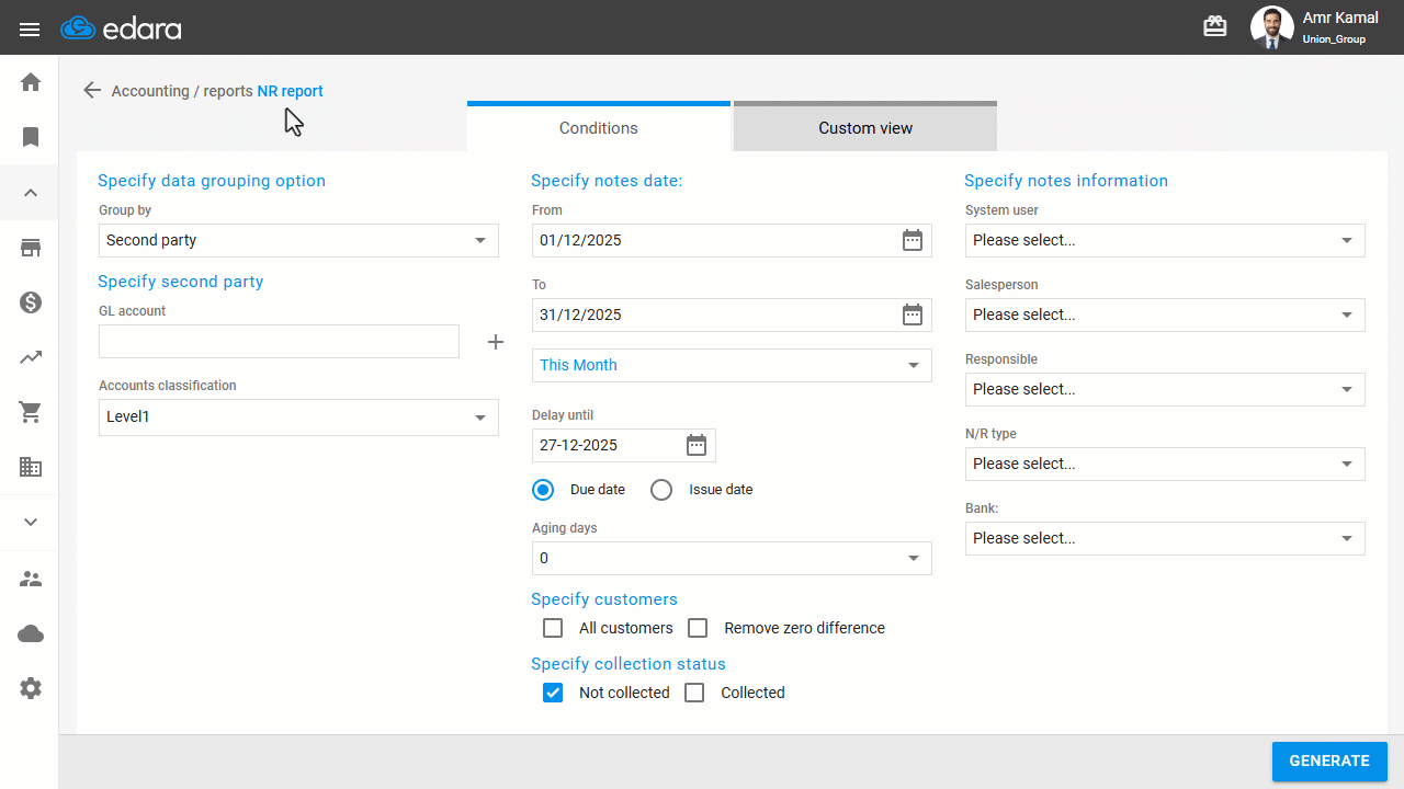3- From Account Ledger Report — Click on “Cash”.