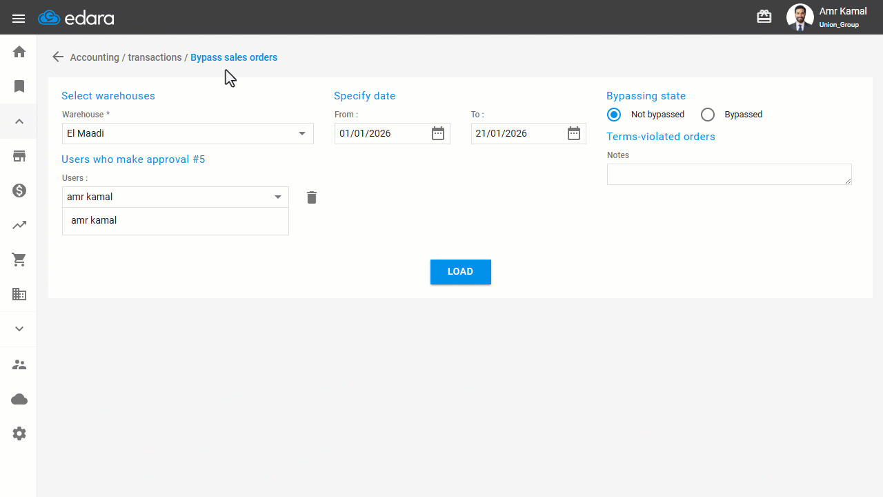 Bypassing sales orders — Click on “Yes”.