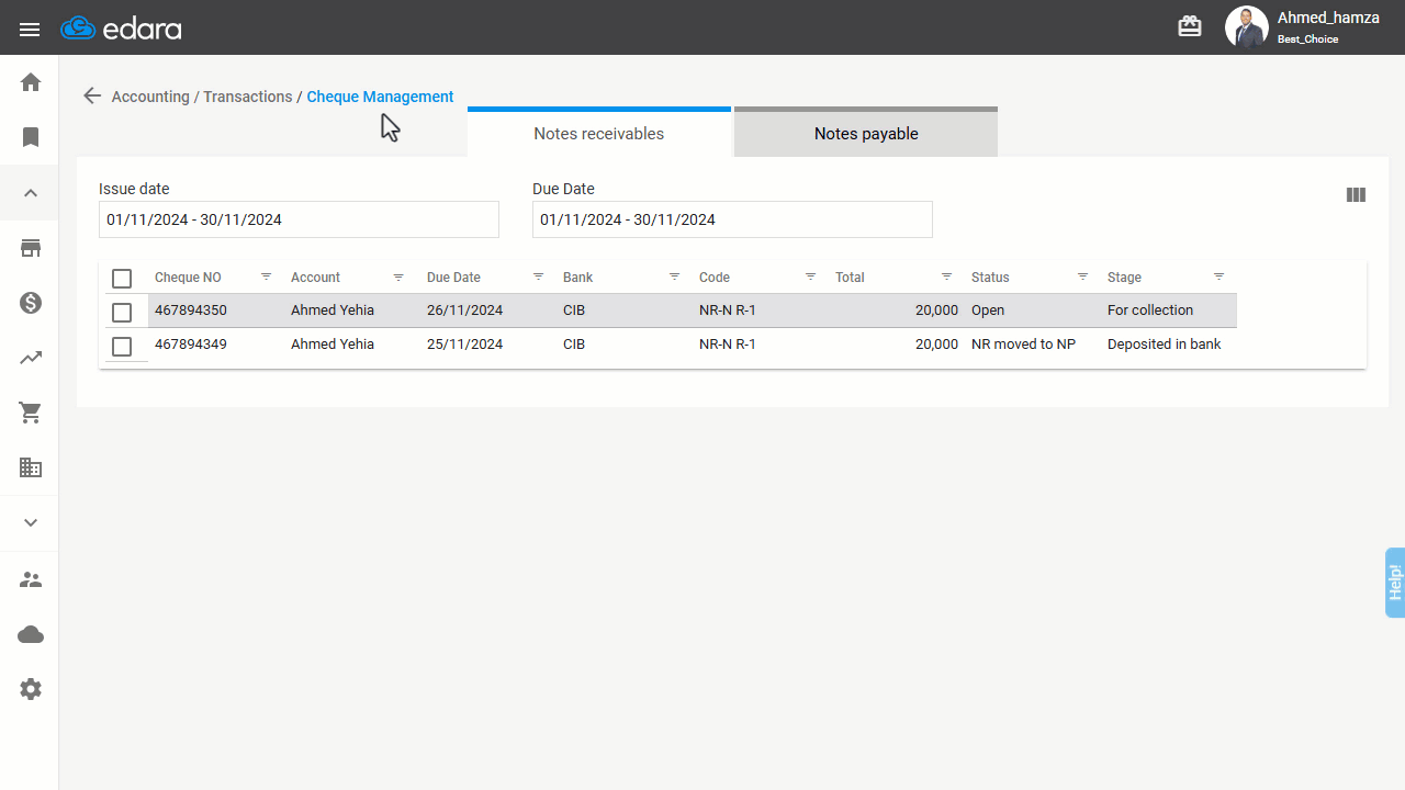 2. Organizing Cheques into Different Stages — Click "Save".