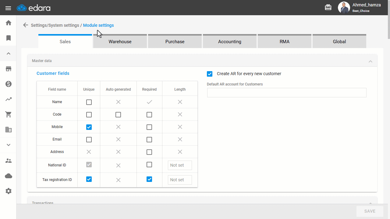 Displaying the Last Discount for Stock Items in Purchase Orders — Click on "Save".