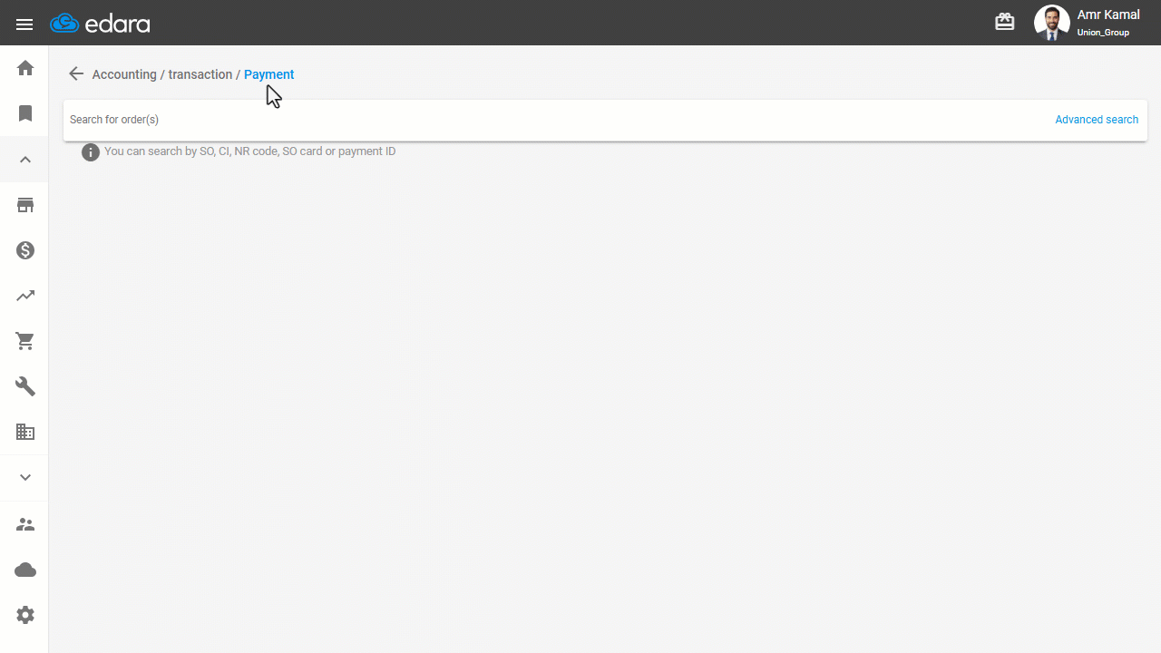 First: Paying Sales Orders by Searching with the Code — Click on "Pay".