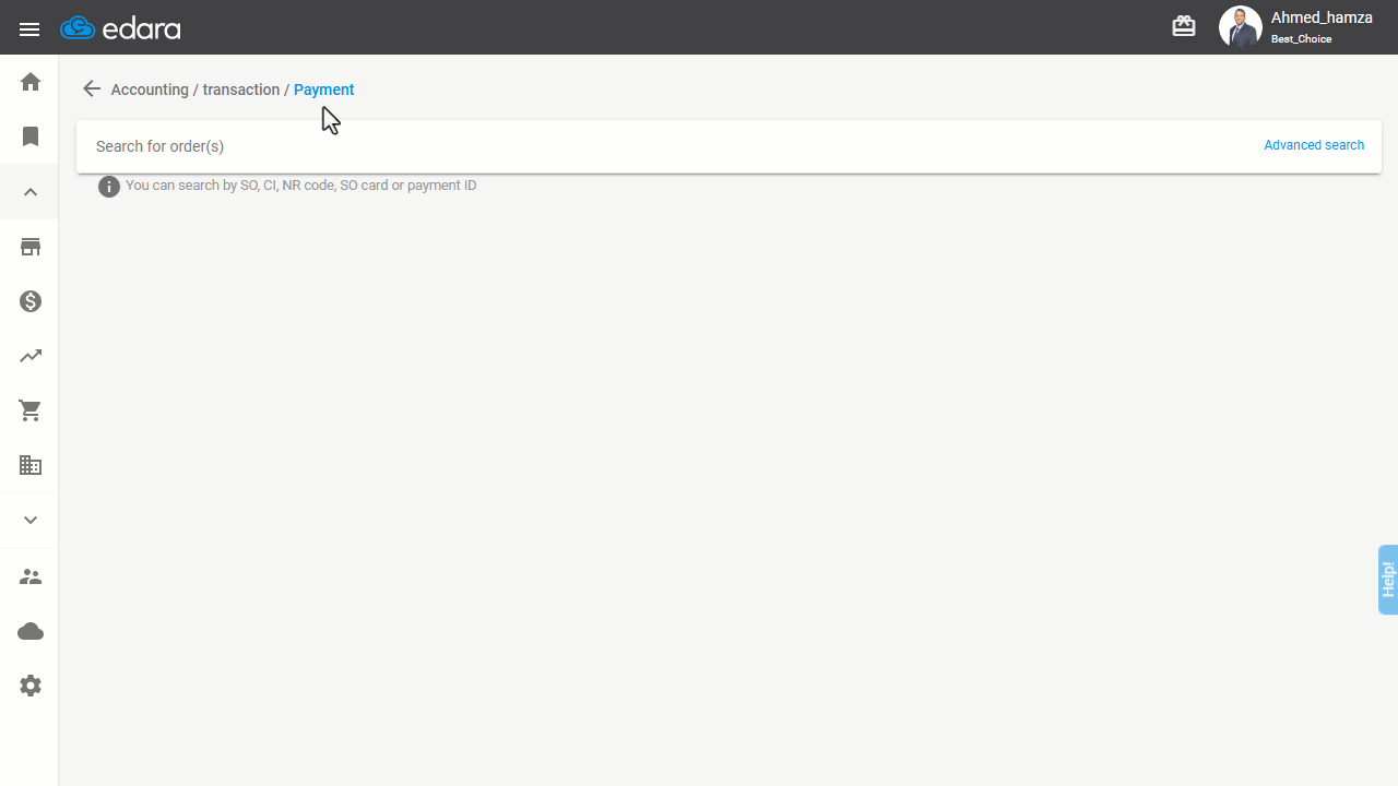 Using the Payment Screen and Setting Dates for Saved Documents — Use the "Advanced Search" to filter the sales orders that…