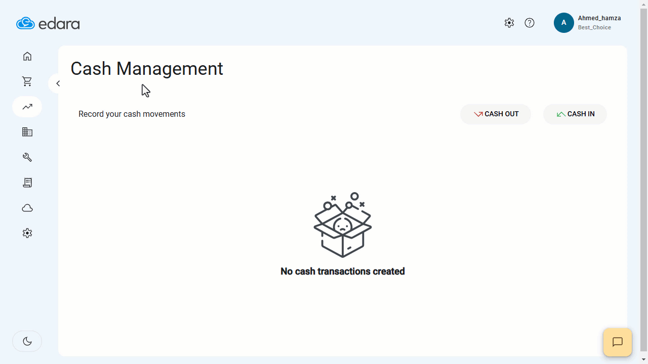 Entering Cash In and Cash out Transactions in POS — Click "Cash Out".
