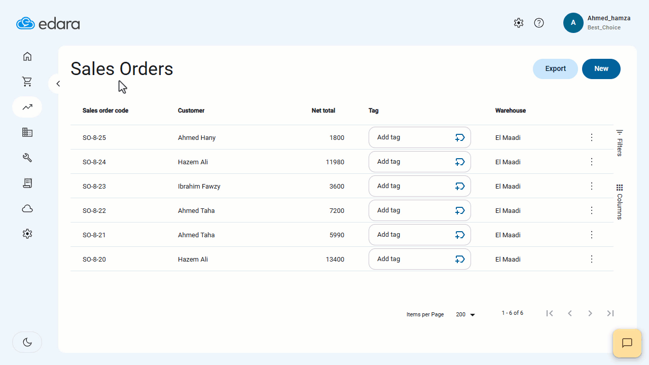 Adding Tags for Each Sales Order — Click “Save”.