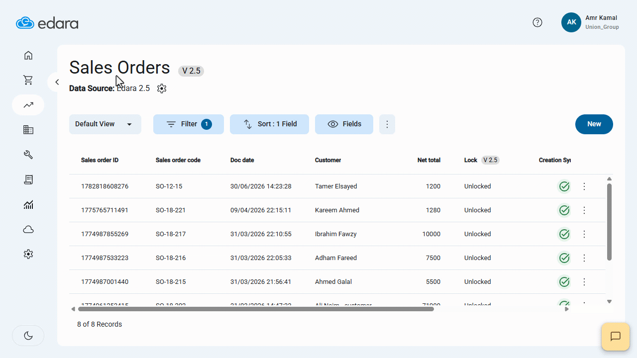 Selecting a Salesperson in Sales Order 2.5 — Click on “Pay”.