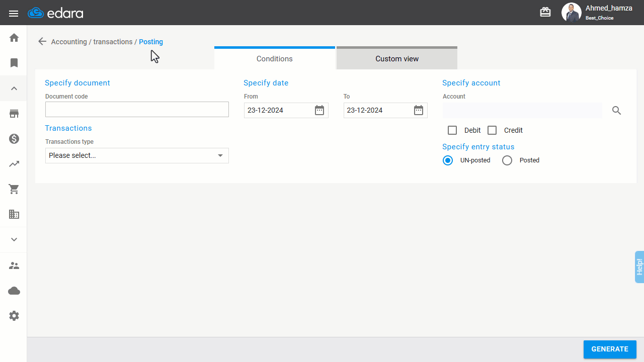 Viewing All Entries Within a Specific Period — Click on “Generate”.