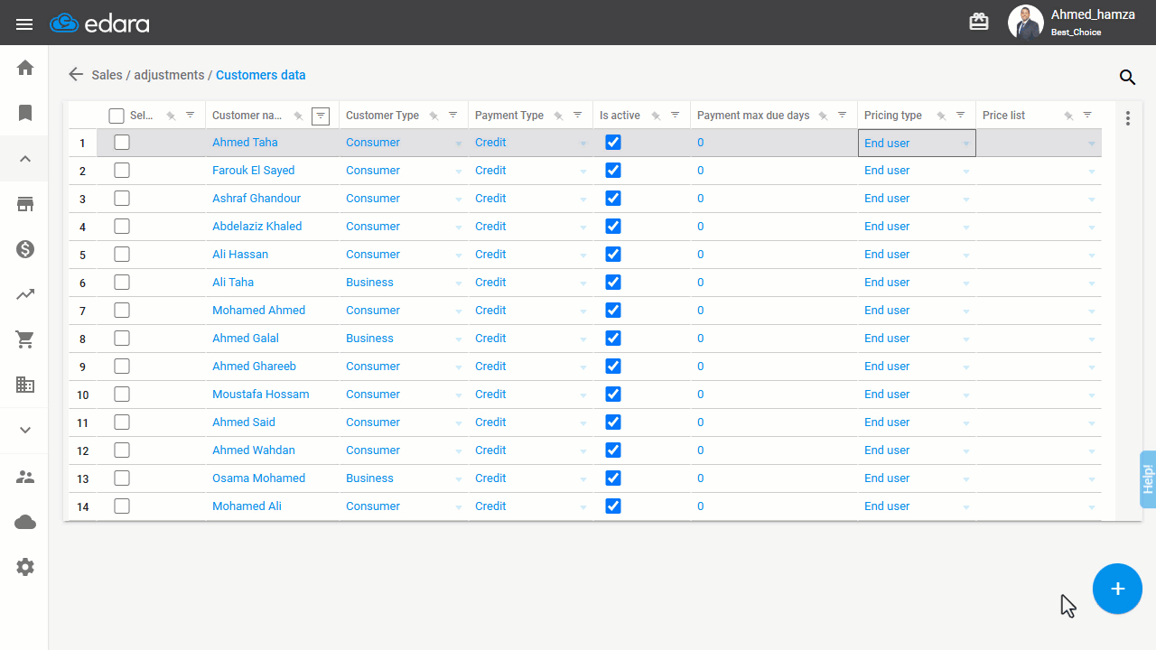 2- Updating from the “Customers data” Page — Click “+” and then “Save”.